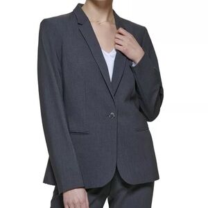 Calvin Klein Women's Jacket Size 6 Blazer Suit Charcoal Grey Fresh Fully Lined